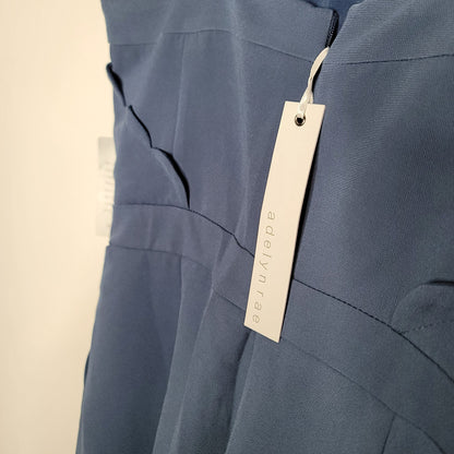 Adelyn Rae Lenora Jumpsuit Crop Scallop Blue Medium NEW Sleeveless Zip Up