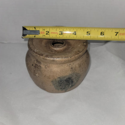 Earthenware candle holder brown blue hand thrown pottery ball bell shape UNIQUE