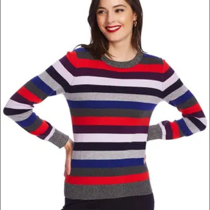 Court & Rowe NWT Metallic Striped Pullover Long Sleeve Sweater Size Small