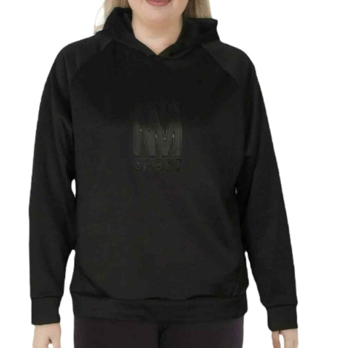 Nicole Miller Sport Embossed Scuba Hoodie Black Size Large Black NWT Long Sleeve
