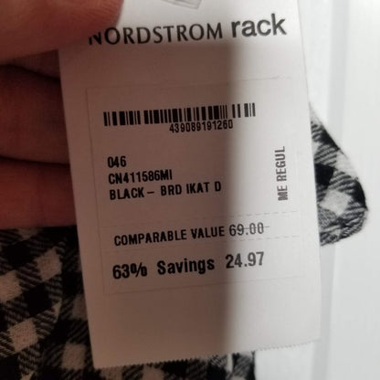 NEW Nordstrom Signature Gingham Print Blouse Top wOMENS Medium Flutter sleeve