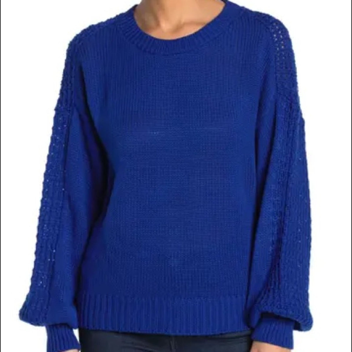 Abound NWT Textured Blouson long Sleeve knit blue clematis Sweater XXSmall
