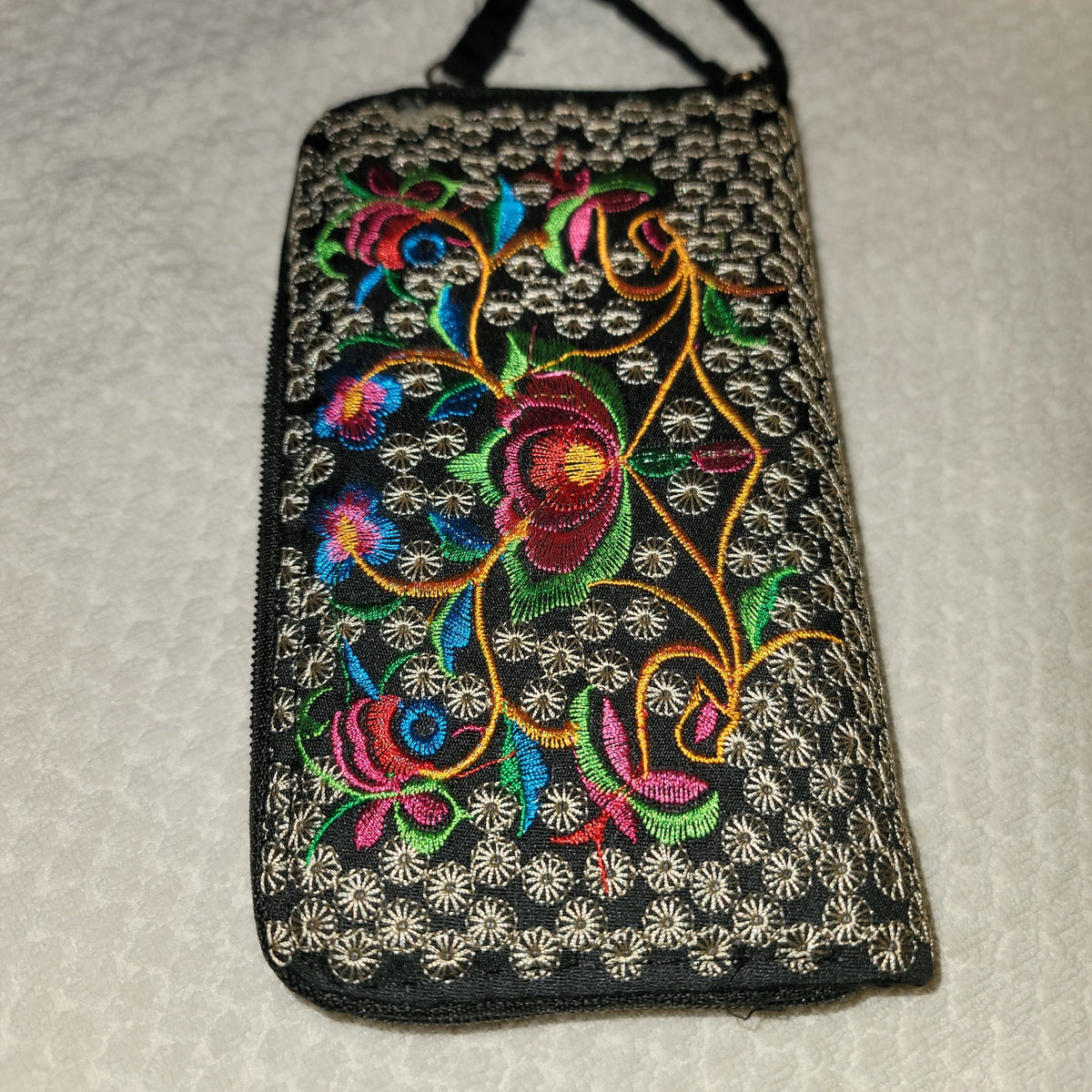 Red Embroidery Sling bag purse Phone Credit card Wallet Adjustable Crossbody NEW