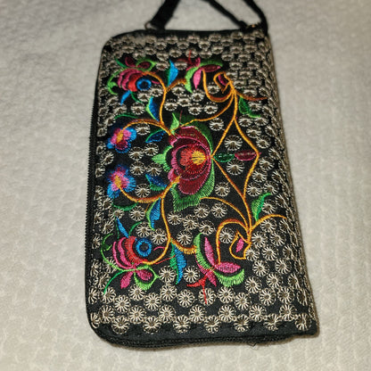 Red Embroidery Sling bag purse Phone Credit card Wallet Adjustable Crossbody NEW