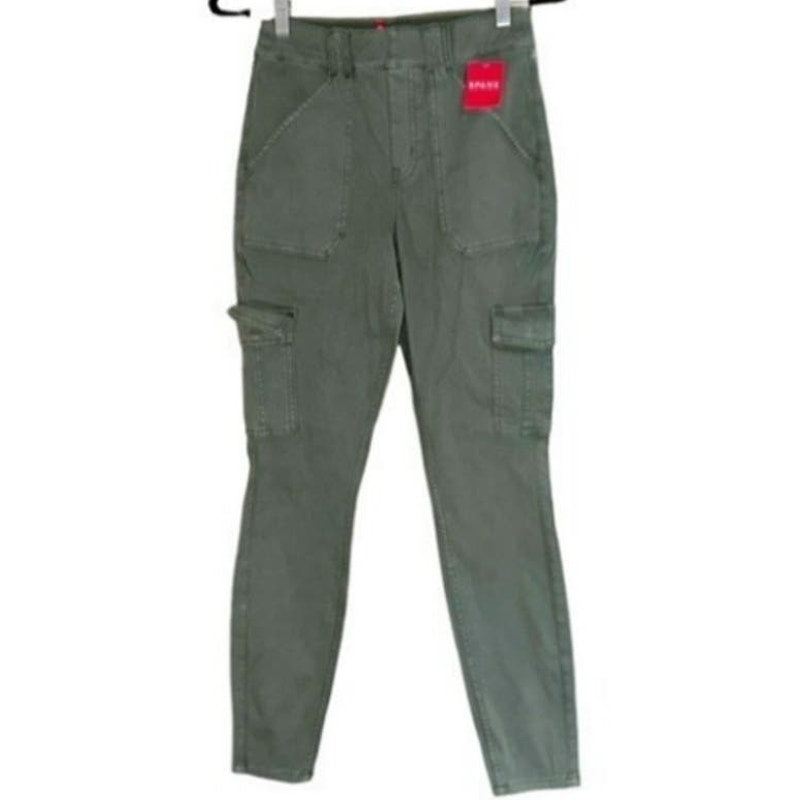 Spanx Stretch Twill Ankle Cargo Pants Sz XL/Extra Large in Sage Green NWT