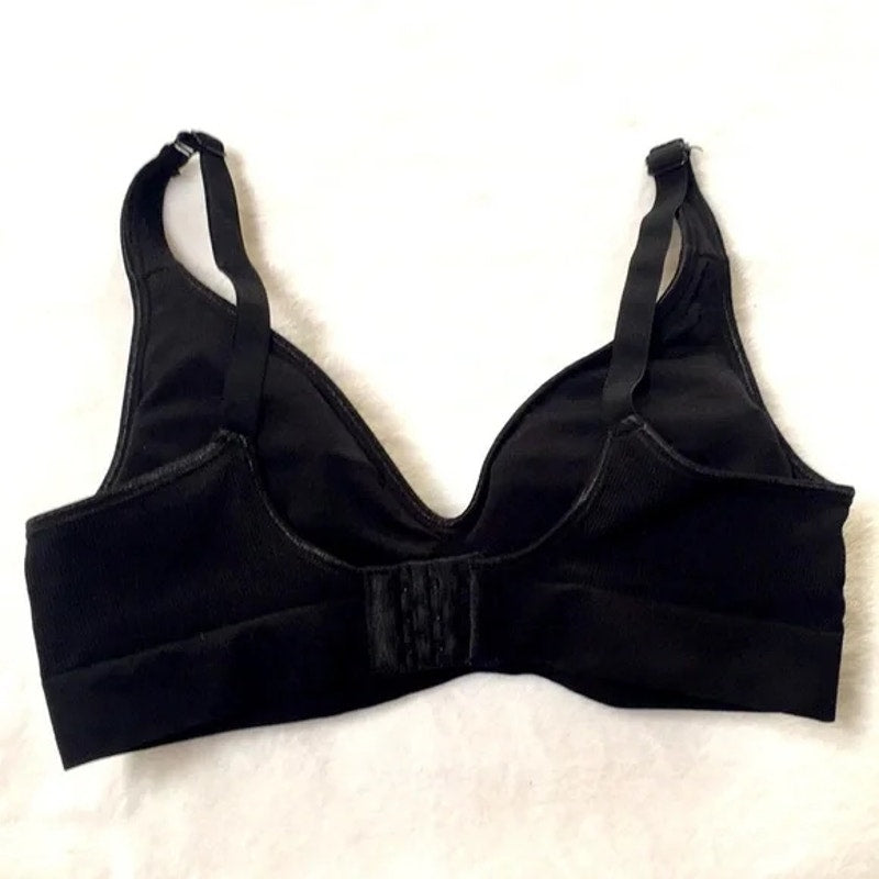 Felina Seamless Wire Free Bra Medium Black NWT Removable Pads Soft Stretchy