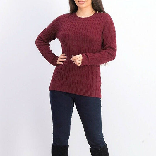 Charter Club Winter Casual Dried Currant Button Trim Long Sleeve Sweater Large