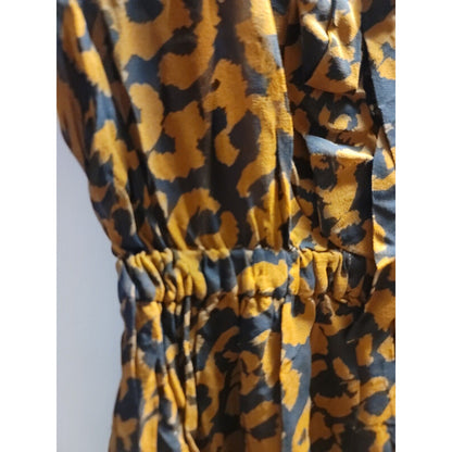 NICHOLAS Leopard Print Neck Tie MINI Flare Ruffle Dress SIZE 4 Blk/brown NEW