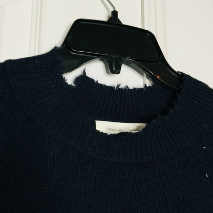 Treasure & Bond Distressed Pullover Sweater Long Sleeves Crew Neck X-Small NWT