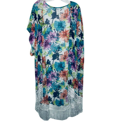 Catalina Open Front Kimono Cover Up Flowy Fringe Long Loose Sheer Boho Beach Top
