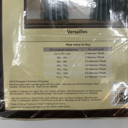 Elrene Home Versailles 52" x 84" Panel w/ tieback, Ivory LOT OF 2 pkgs. NEW