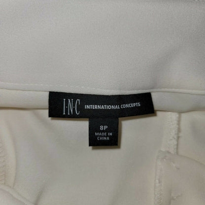 INC Side Belt Wide Leg Regular Pants High Rise Washed White 8P Ivory NEW Petite