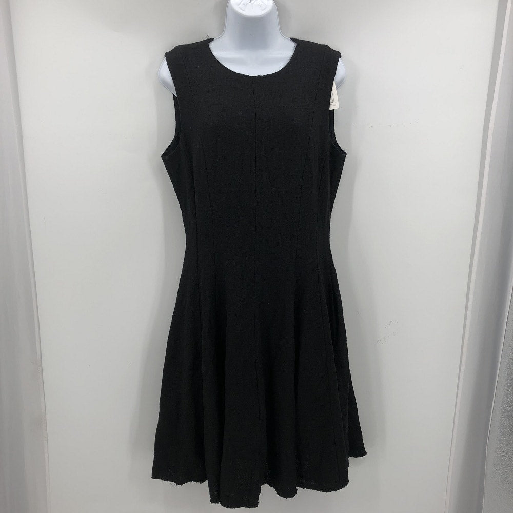Theory NWT Round Neck Fit Flare Mini Shift Dress Sleeveless Black Size 12