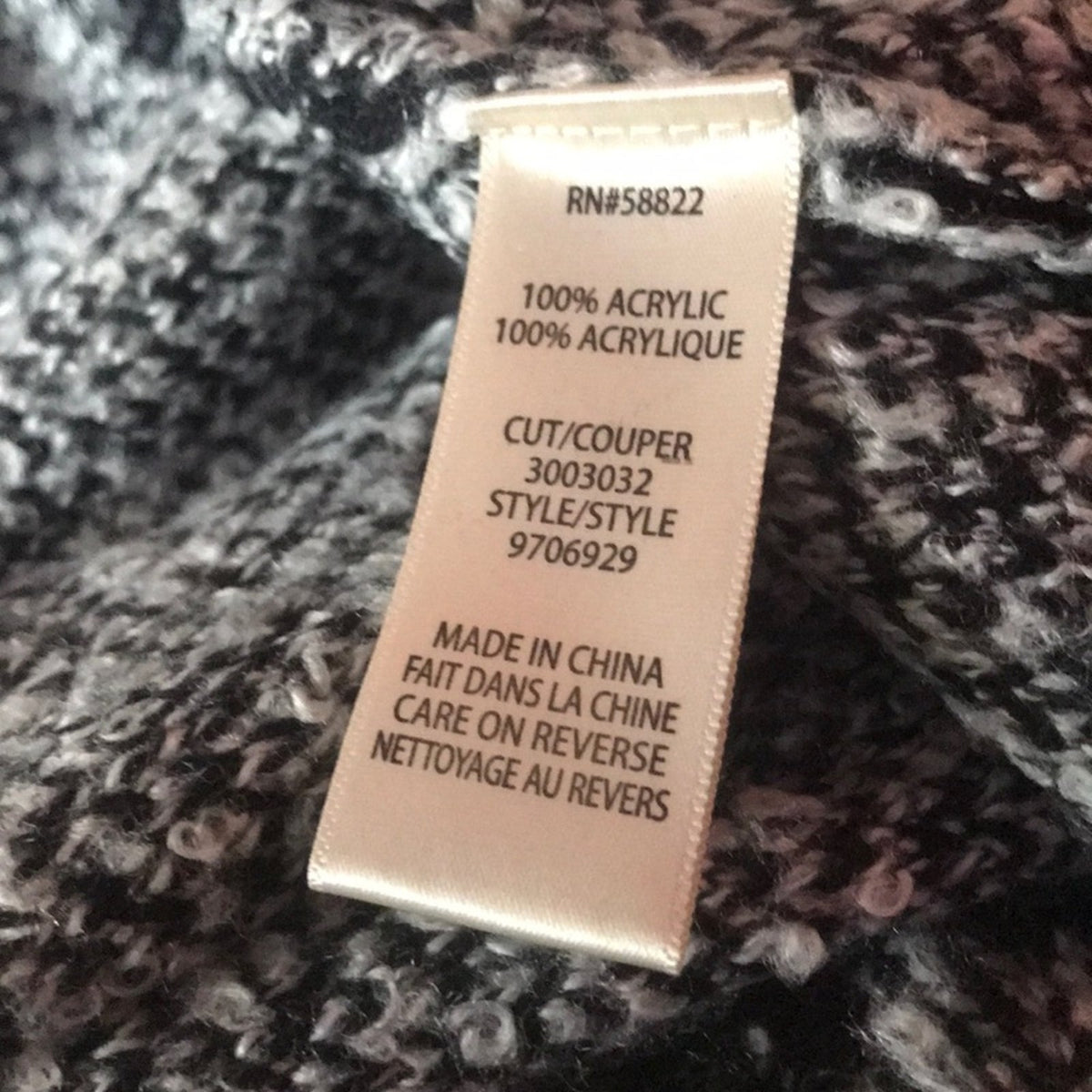 Max Studio Black Grey Marled Knit Frayed Sweater Size XSmall