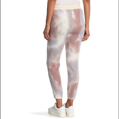 Melloday Women Brushed Waffle Tie Dye Jogger Pants Medium Grey Combo NWT Pockets