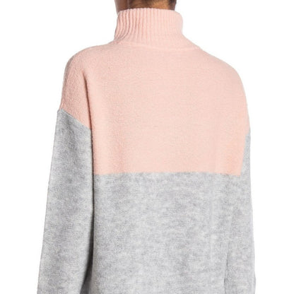 Susina Pullover Turtle-Neck Sweater pINK gRAY Long Sleeve Color-Block Small NEW
