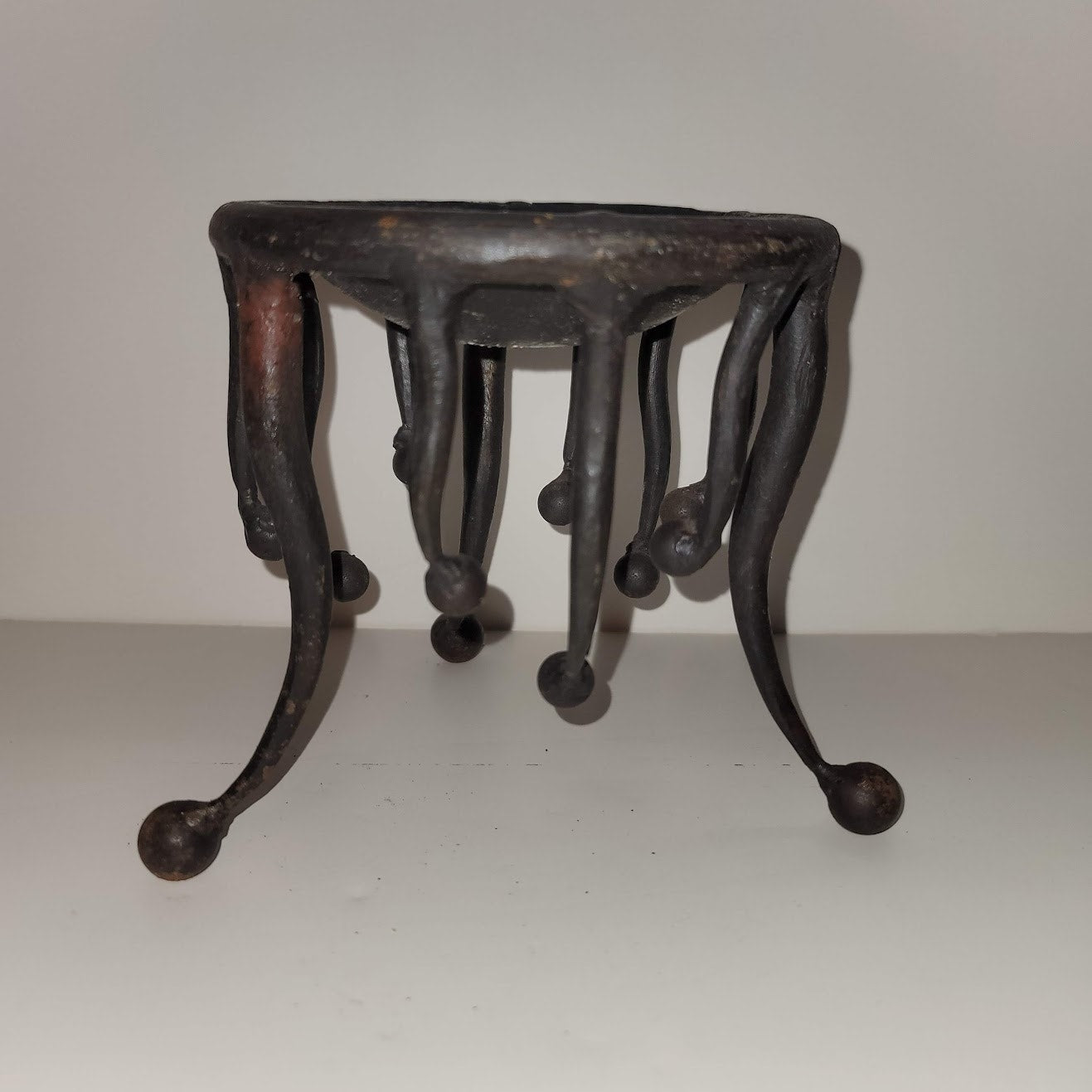 Brutalist Cast iron forged candle holder smudge pot incense burner MCM Art