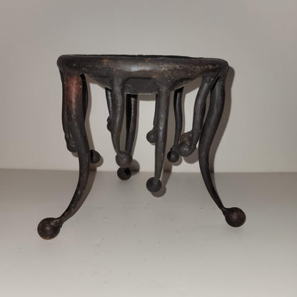 Brutalist Cast iron forged candle holder smudge pot incense burner MCM Art