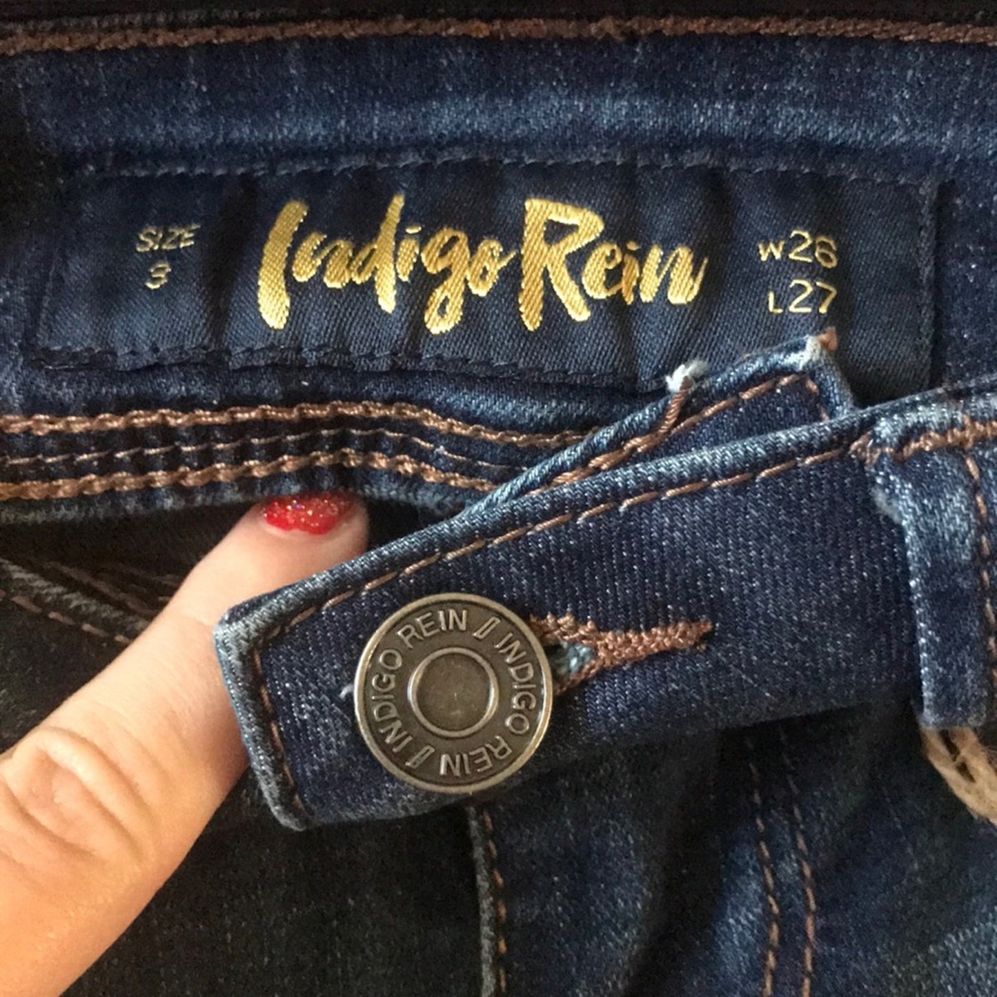 Índigo Rein Juniors Roll Cuff Skinny Blue Jeans Size 3/26WX27L