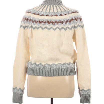 Lou & Grey Silver Tinsel Sweater Pullover NEW Knit Nordic Motif Ski