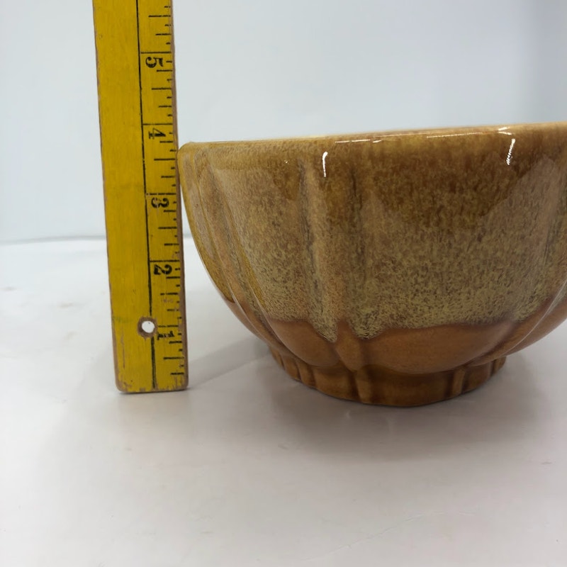 Haeger Oval Drip Glaze Brown Yellow Pottery Bowl Planter Console Dish