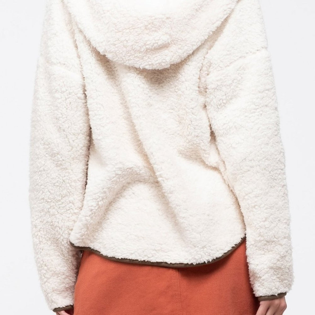 Blu Pepper Faux Shearling Teddy Hooded Jacket Full Zip Ivory SMALL SOFT pockets