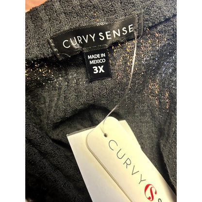 Curvy Sense NWT Plus Size Ramsey Black Waffle Button Tie Front Size 3X