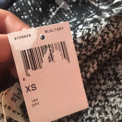 Max Studio Black Grey Marled Knit Frayed Sweater Size XSmall