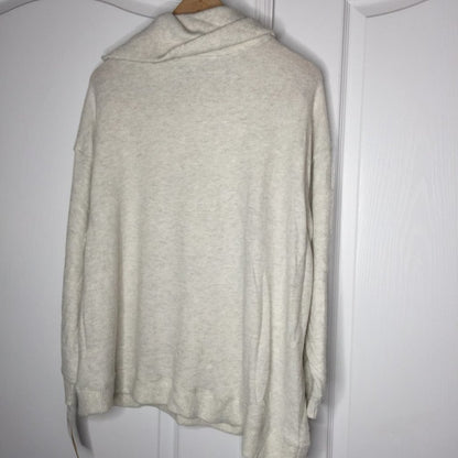 Democracy Pullover Sweater Asymmetrical Collar Long Sleeve Oatmeal Size Large
