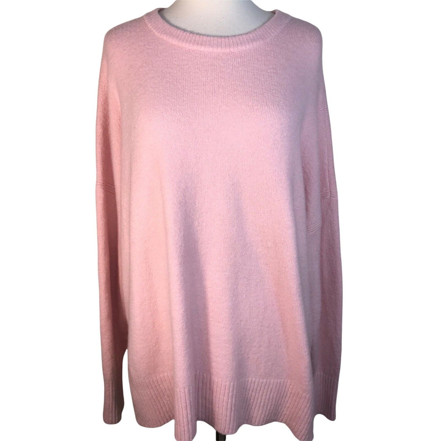 Treasure & Bond Cozy Crew Neck Sweater Ribbed Trim Sz XXS/2XS in Pink Silver NWT