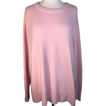 Treasure & Bond Cozy Crew Neck Sweater Ribbed Trim Sz XXS/2XS in Pink Silver NWT