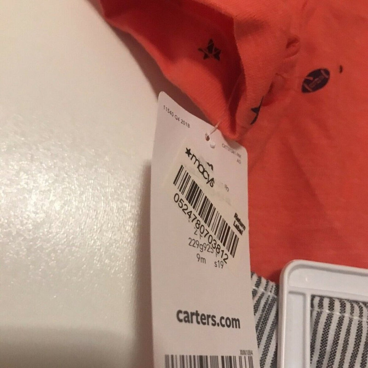 NWT Carters Nine Month Orange Dinosaur Collared Shirt Striped Shorts 2 Pc. Set