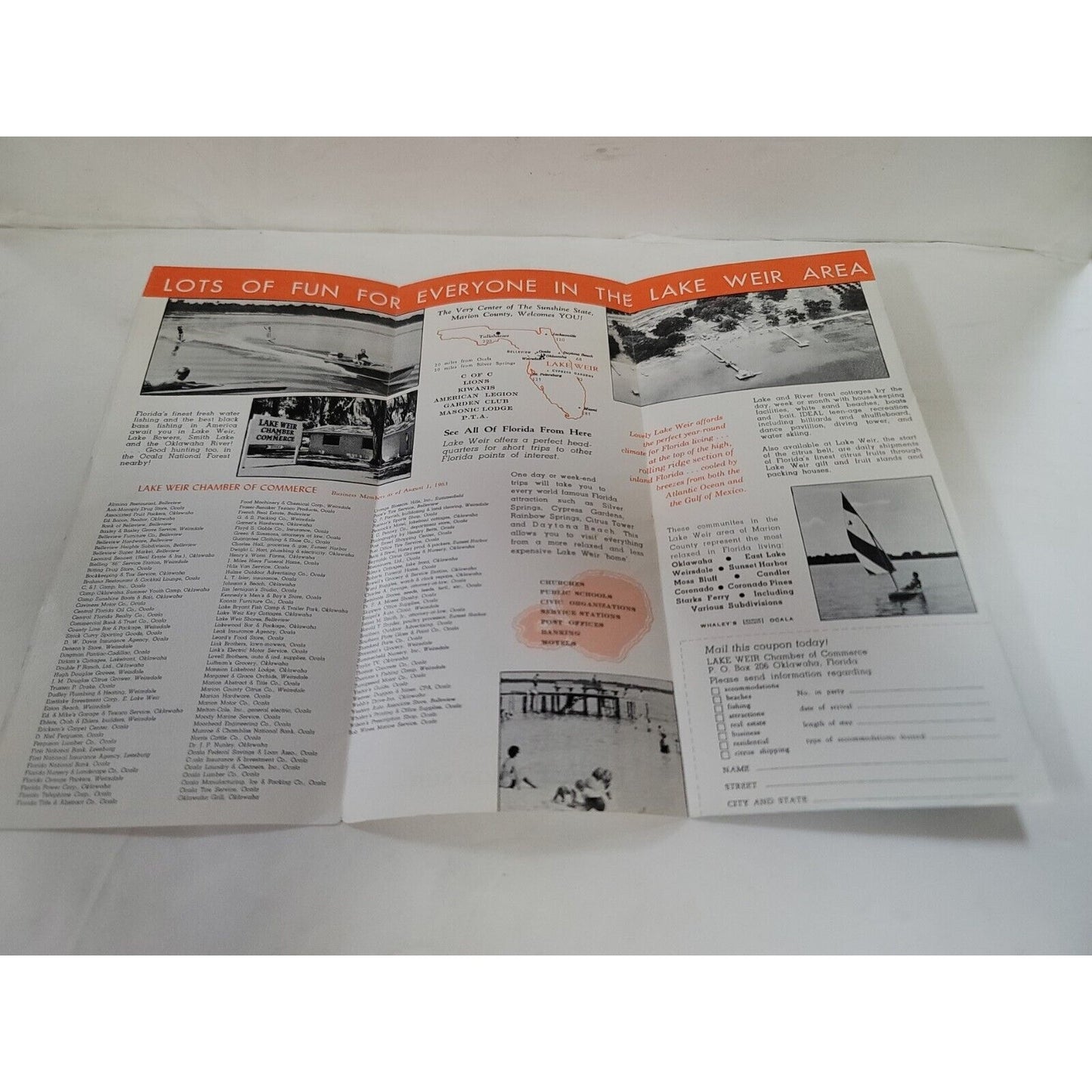 1960s LAKE WEIR brochure MARION COUNTY Commerce Old FLORIDA History Business