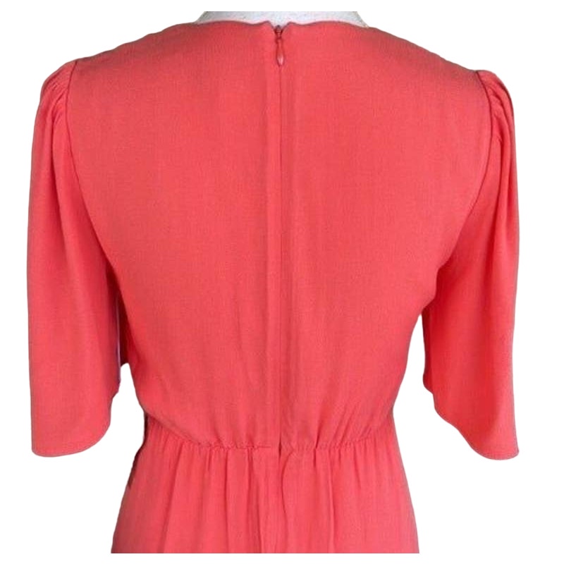 Chelsea 28 Twist Front Midi Dress Large Coral Rose NEW V-Neck Flutter Sleeves