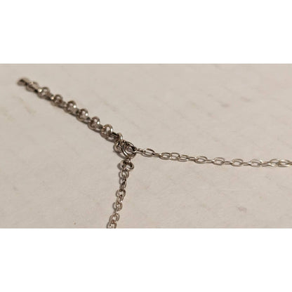 Vintage Sterling Silver Handmade Garnets Graduated Necklace Chain Bridal 10.5"