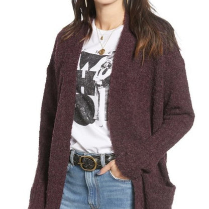 Treasure & Bond Open Front LONG Cardigan Sweater Long Sleeve Front Pockets Large