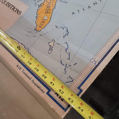 1960s Denoyer Geppert  School Wall Rollup Map Territorial Acquisitions 2 in 1