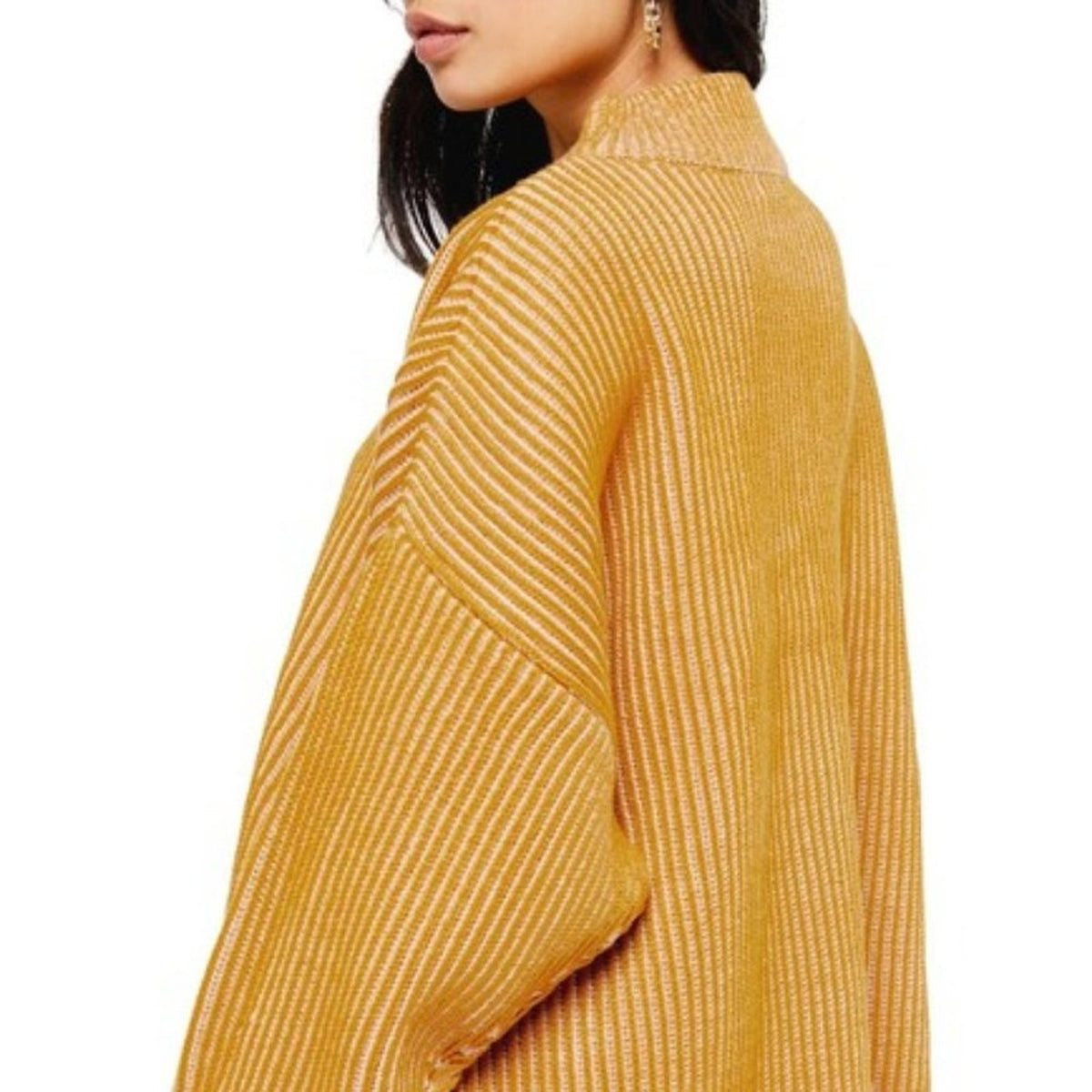 Top Shop Pullover Sweater Long Sleeves Mock Neck Mustard 8-10 drop shoulder NEW