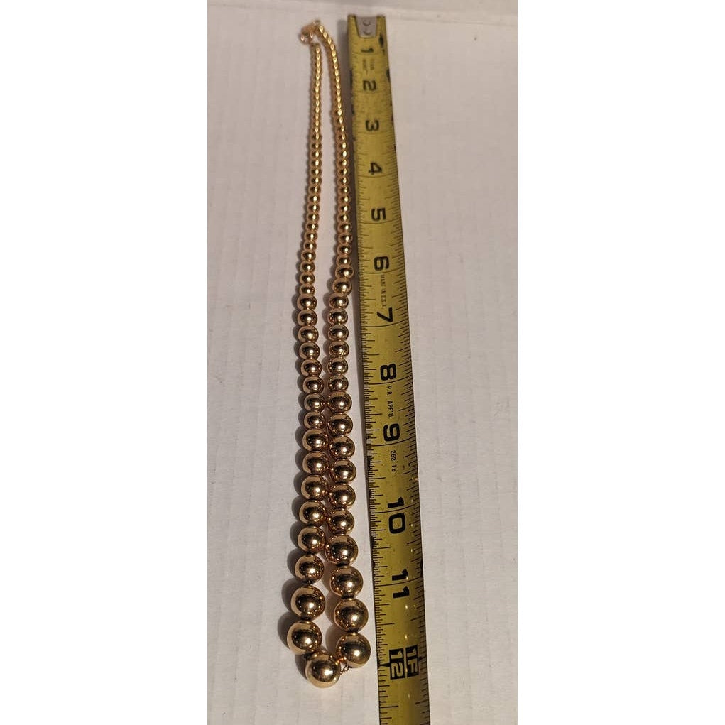 Napier Vintage Costume Jewelry graduated Heavy Gold Tone Beaded Necklace 24"