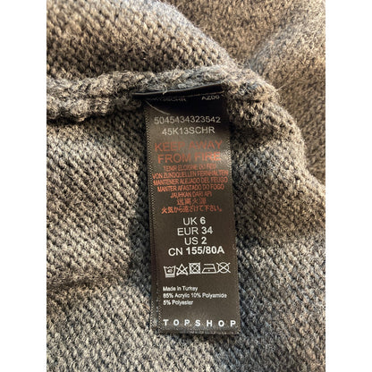 Topshop Funnel Neck Sweater Dress Size 2 Gray NWT Cuffed Ribbed Relaxed Fit