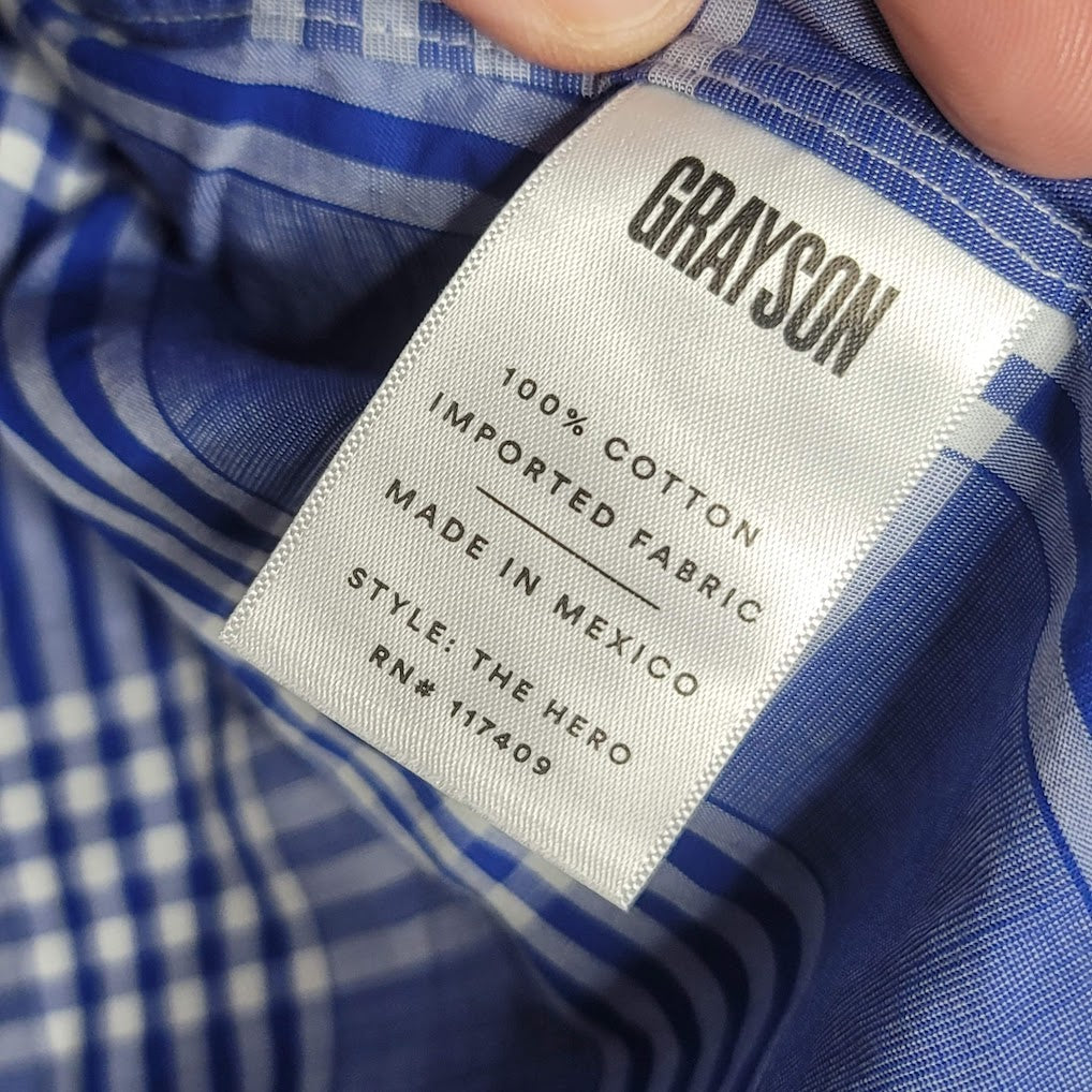 Anthropologie Grayson The Hero Buttondown Alison Blue Plaid Cotton Shirt NWT 03