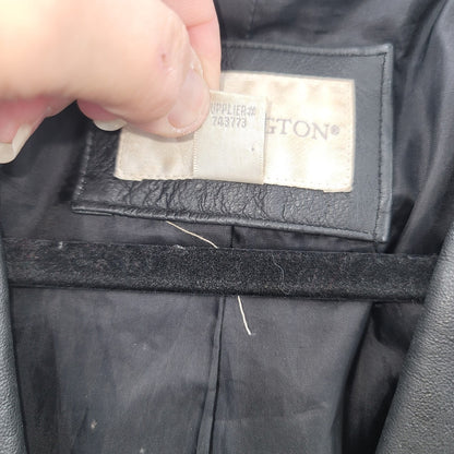 Vintage Worthington Extra Large XL Black Leather Coat Jacket Button Up Pockets