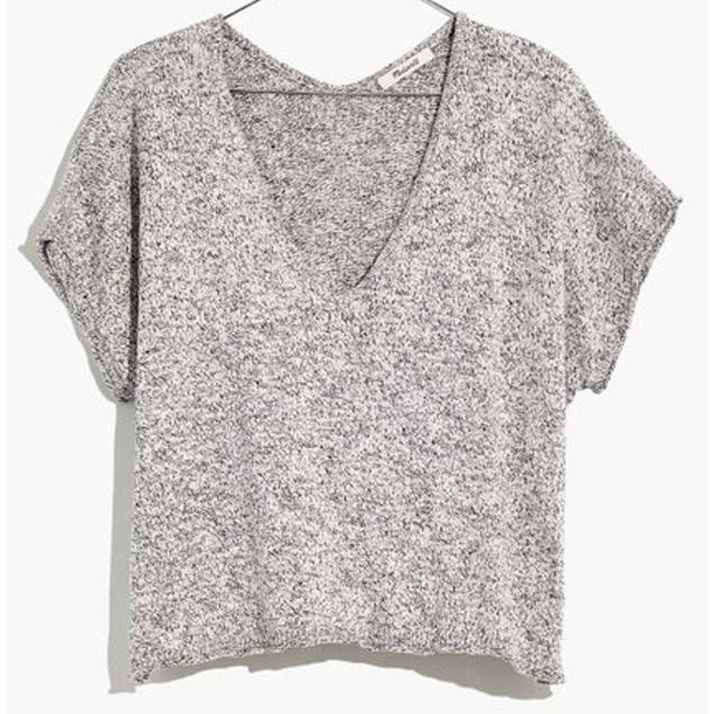 Madewell Ellendale Sleeveless V-Neck Pullover Top XS/Extra Small Marled Oreo NWT