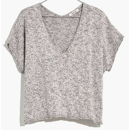 Madewell Ellendale Sleeveless V-Neck Pullover Top XS/Extra Small Marled Oreo NWT