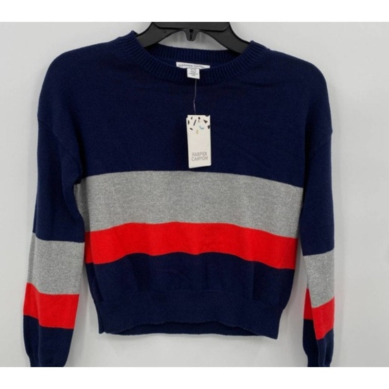 Harper Canyon Long Sleeve Sweater Extra Large Navy Peacock NWT Sparkly Stripe