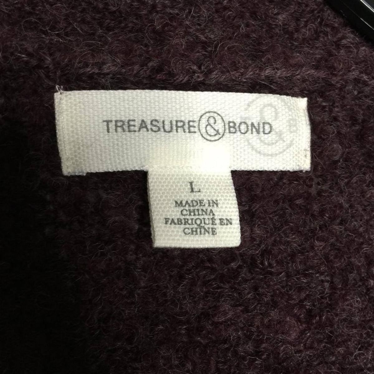 Treasure & Bond Open Front Cardigan Sweater Long Sleeve Front Pockets NEW Large