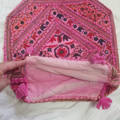 Reclaimed Fabric Indian shoulder purse Gypsy Boho Hippy Bucket Bag 15" X 33" NEW