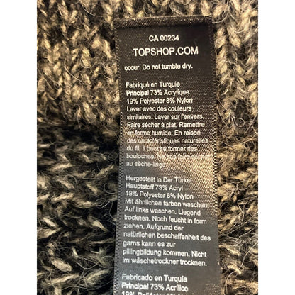 Topshop Cable Knit Ruffle Sleeve Pullover Sweater Size 0-2 Charcoal Gray NWT