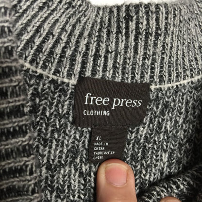 Free Press Pullover Sweater Plaited Long Sleeve Sweater Mock Neck Black Size XL