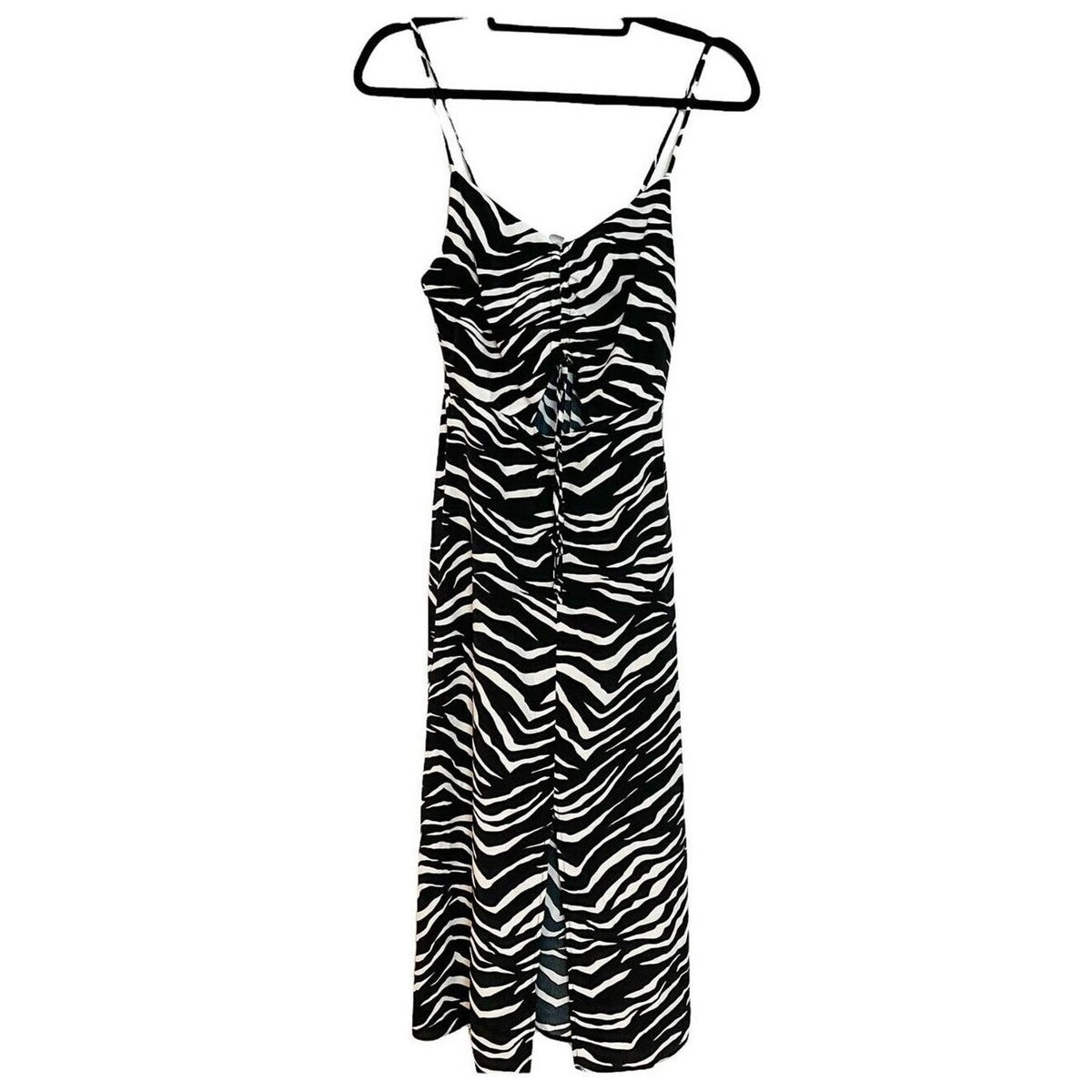Topshop Black/White Zebra Sleeveless Midi Dress Spaghetti Strap Size 2 NWT